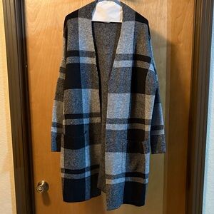 Time and Tru Plaid Open-Front Cardigan Sweater; Size XL